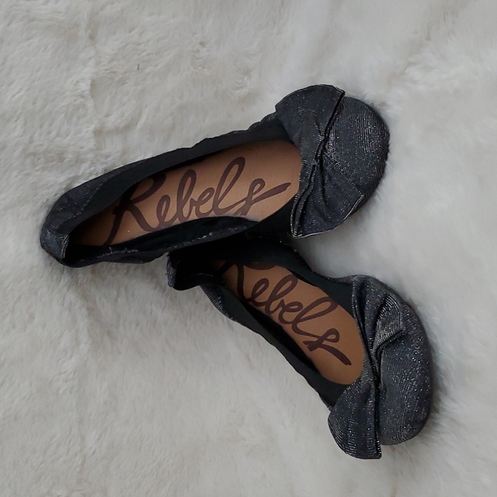 Rebels Pixie Metallic Sparkle Bow Ballet Flats